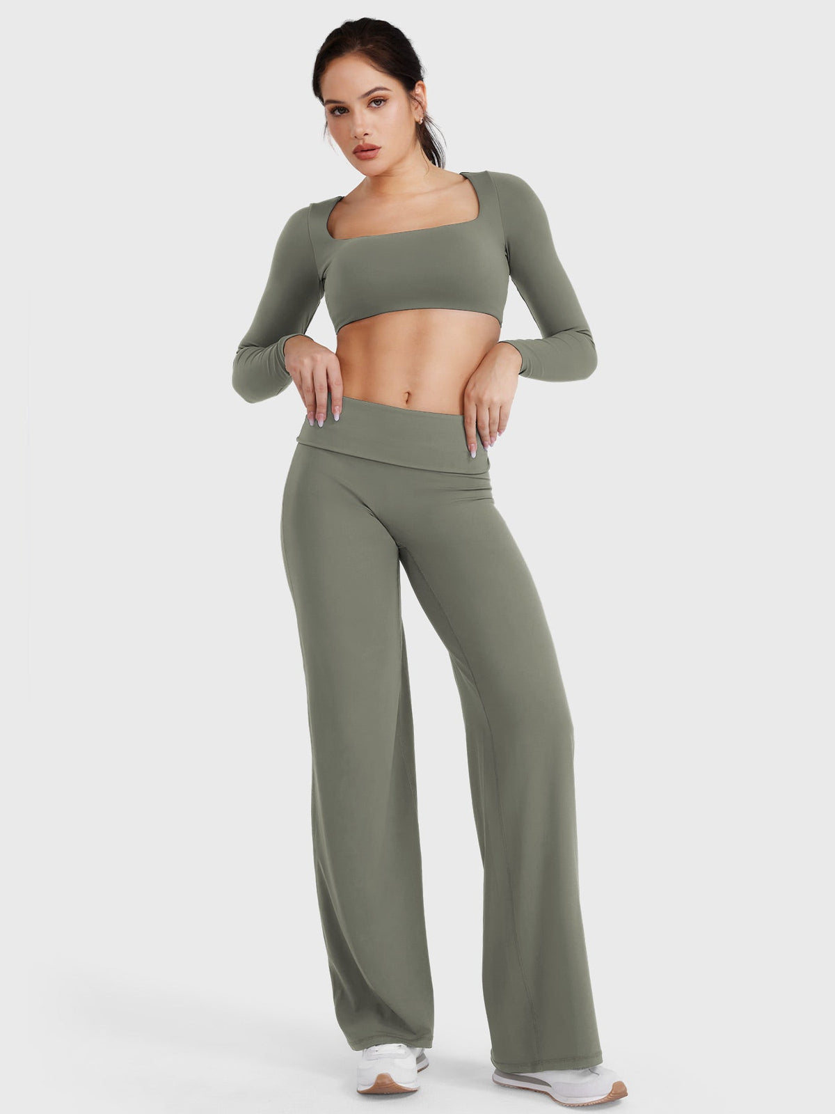 Leggings Eddiy dritti con vita ripiegata 31,5″