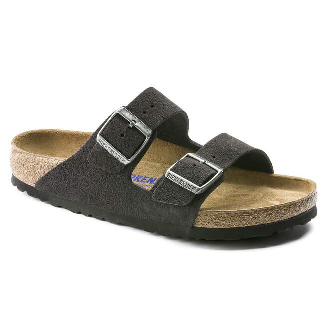 Birkenstock Arizona Soft Footbed Two Strap Sandals - Velvet Gray Suede