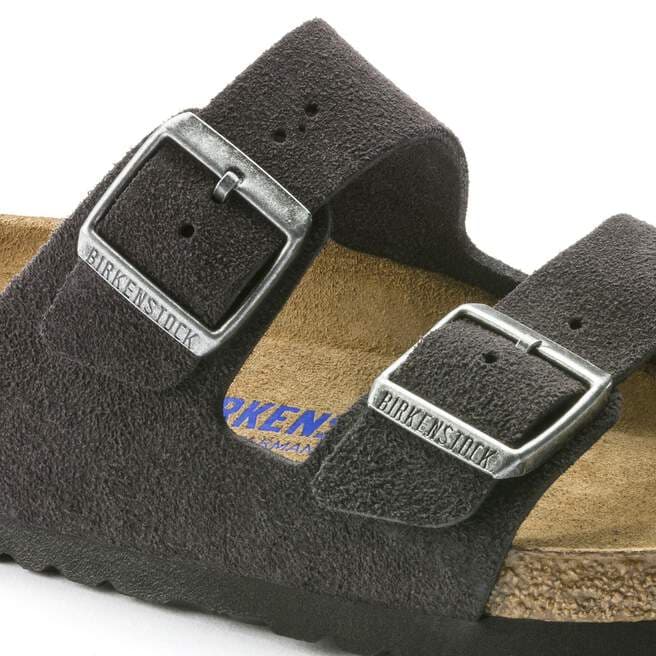 Birkenstock Arizona Soft Footbed Two Strap Sandals - Velvet Gray Suede