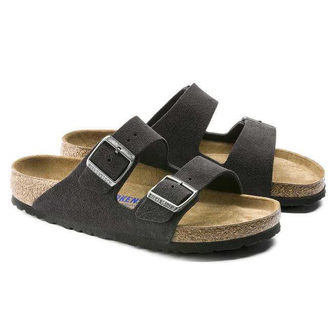 Birkenstock Arizona Soft Footbed Two Strap Sandals - Velvet Gray Suede