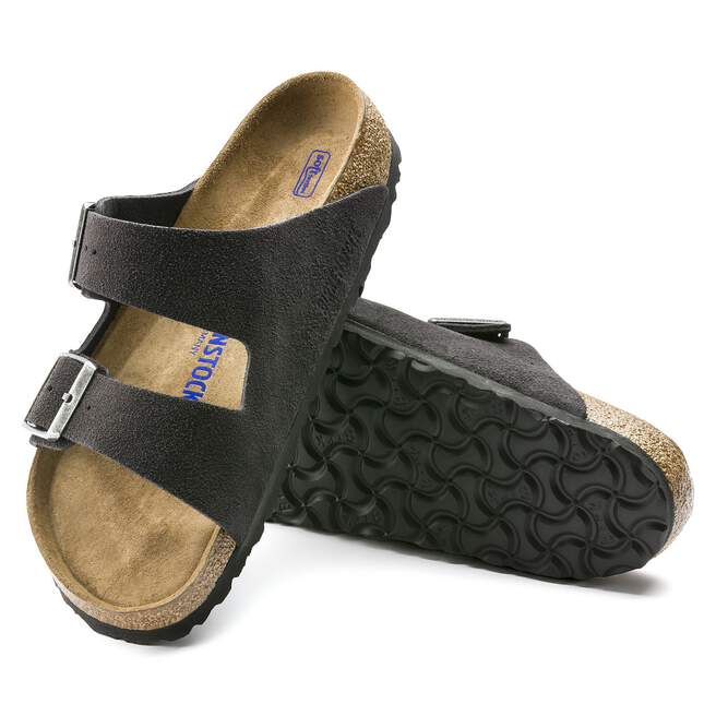 Birkenstock Arizona Soft Footbed Two Strap Sandals - Velvet Gray Suede