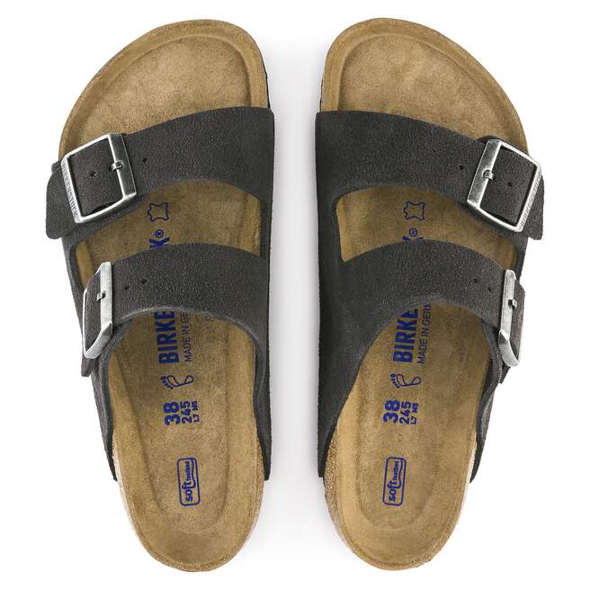 Birkenstock Arizona Soft Footbed Two Strap Sandals - Velvet Gray Suede