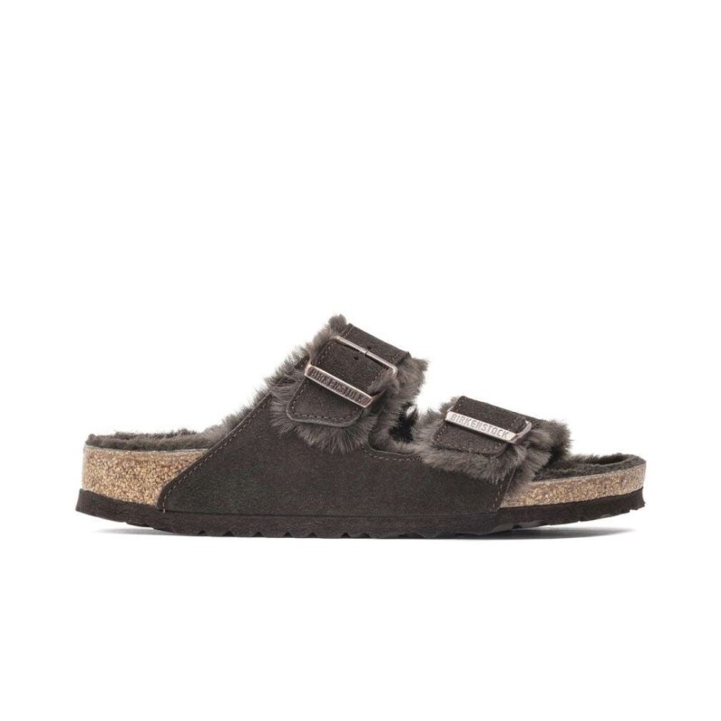 Birkenstock Arizona Shearling Two Strap Sandals - Mocha Suede