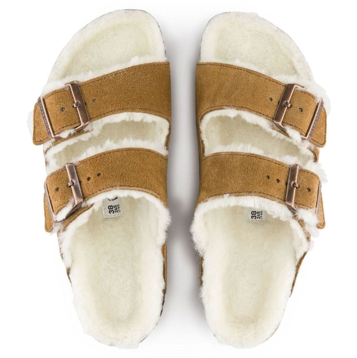Birkenstock Arizona Shearling Two Strap Sandals - Mink Suede