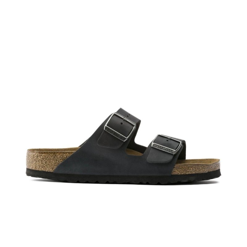 Birkenstock Arizona Soft Footbed Two Strap Sandals - Black Oiled Leather