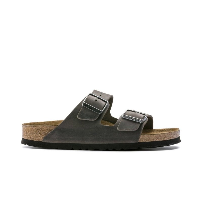 Birkenstock Arizona Soft Footbed Two Strap Sandals - Iron Oiled Leather