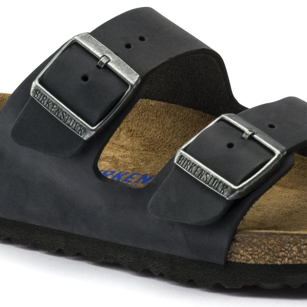 Birkenstock Arizona Soft Footbed Two Strap Sandals - Black Oiled Leather