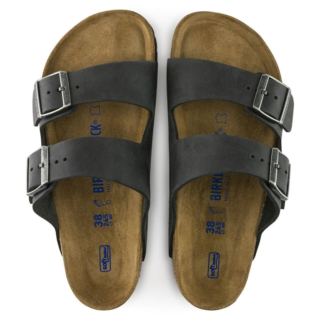 Birkenstock Arizona Soft Footbed Two Strap Sandals - Black Oiled Leather
