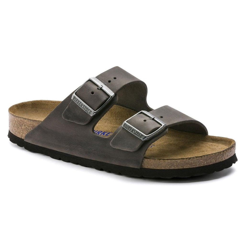 Birkenstock Arizona Soft Footbed Two Strap Sandals - Iron Oiled Leather