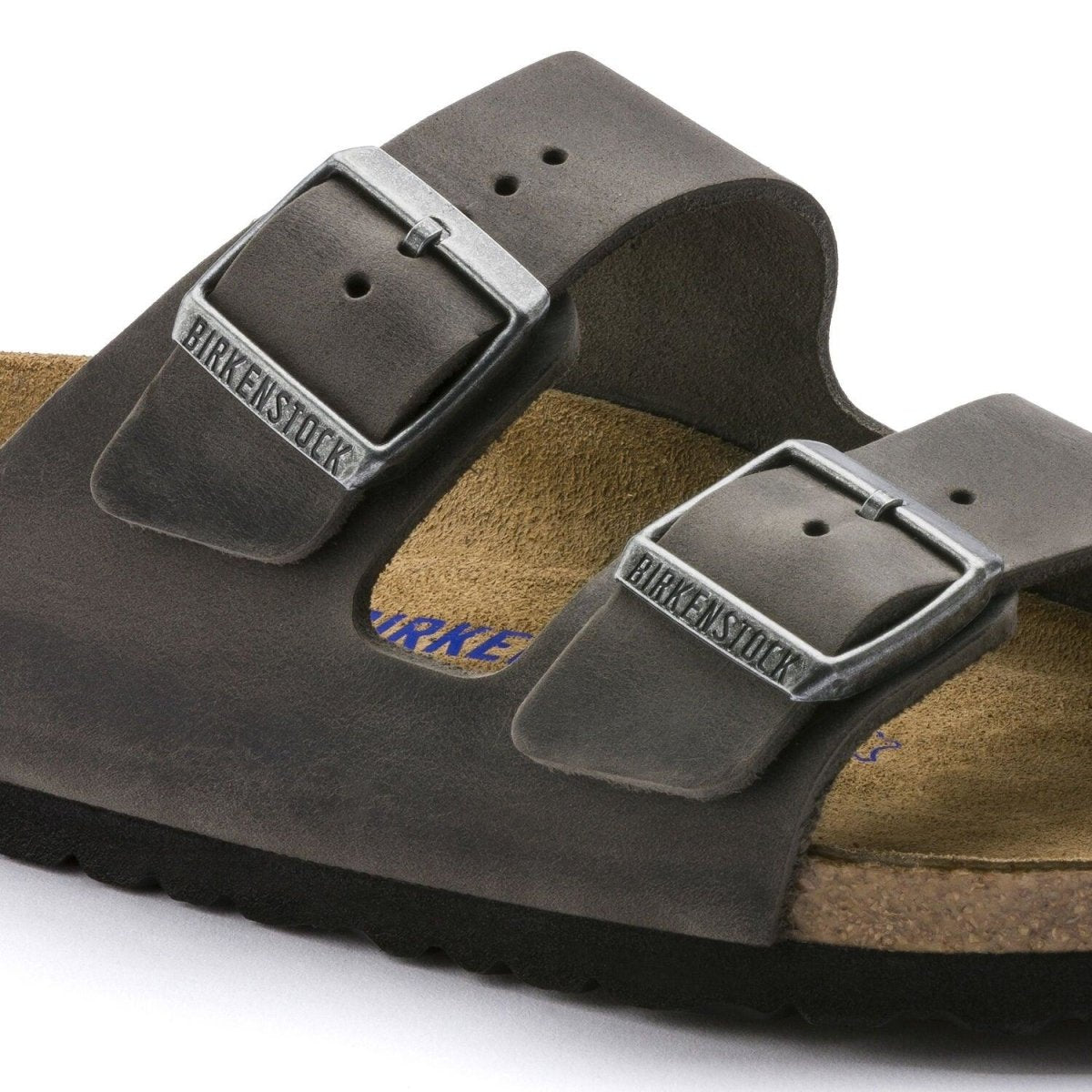 Birkenstock Arizona Soft Footbed Two Strap Sandals - Iron Oiled Leather