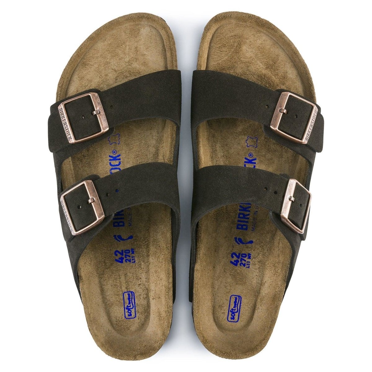 Birkenstock Arizona Soft Footbed Two Strap Sandals - Mocha Suede