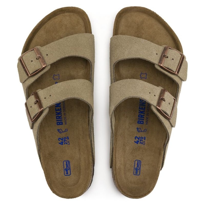 Birkenstock Arizona Soft Footbed Two Strap Sandals - Taupe Suede
