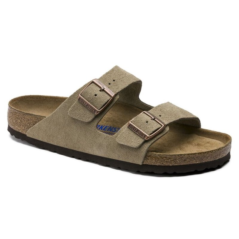 Birkenstock Arizona Soft Footbed Two Strap Sandals - Taupe Suede