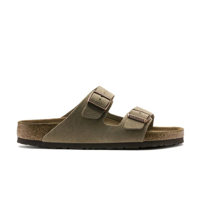 Birkenstock Arizona Soft Footbed Two Strap Sandals - Taupe Suede