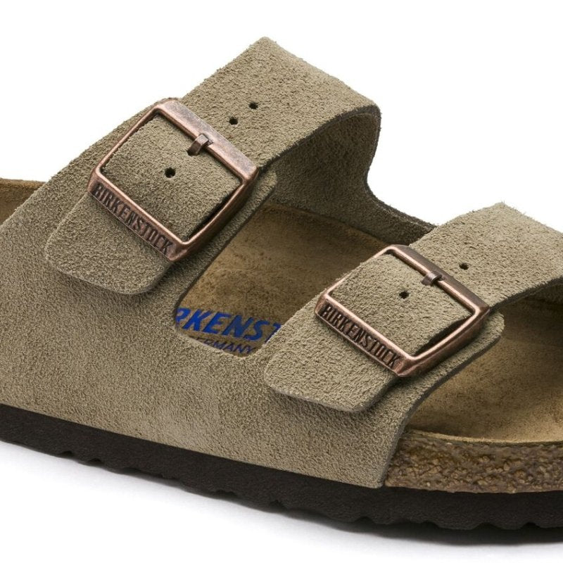 Birkenstock Arizona Soft Footbed Two Strap Sandals - Taupe Suede