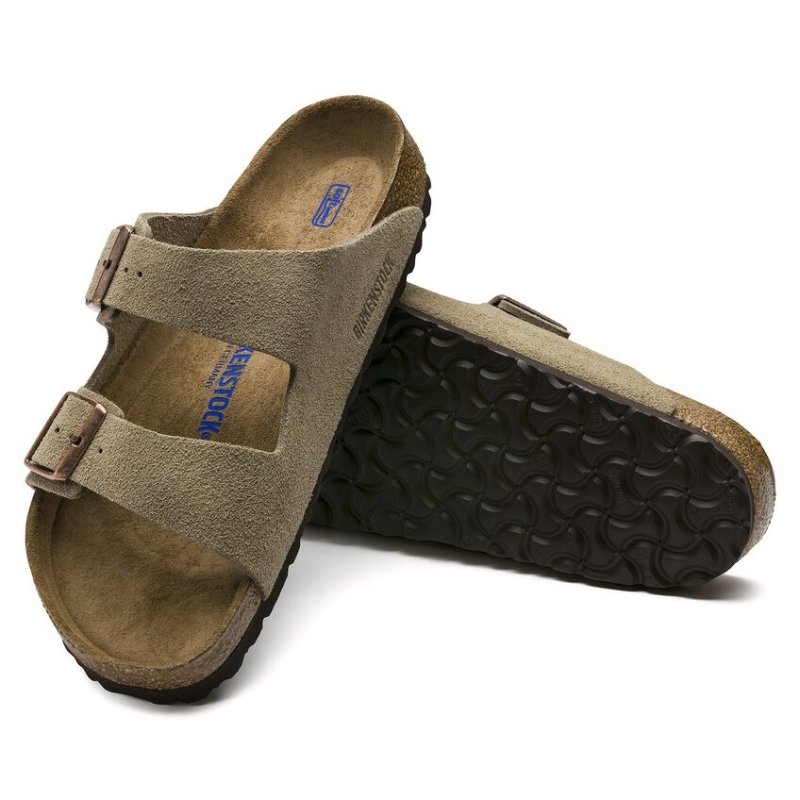 Birkenstock Arizona Soft Footbed Two Strap Sandals - Taupe Suede