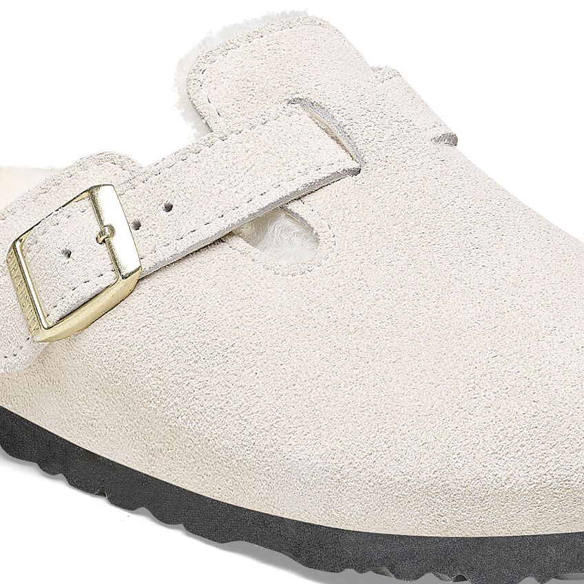 Birkenstock Boston Shearling Clog - Antique White Suede