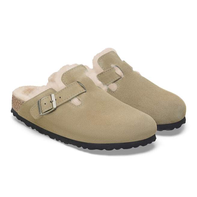 Birkenstock Boston Shearling Clog - Taupe Suede