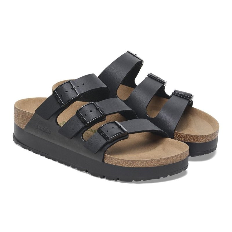Birkenstock Florida Vegan Platform Sandals - Black Birko-Flor