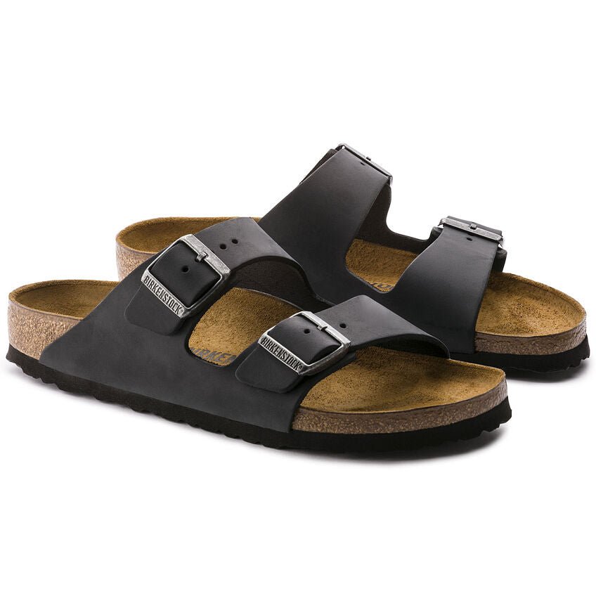Birkenstock Arizona Two-Strap Sandals - Black Oiled Leather