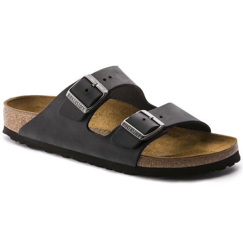 Birkenstock Arizona Two-Strap Sandals - Black Oiled Leather