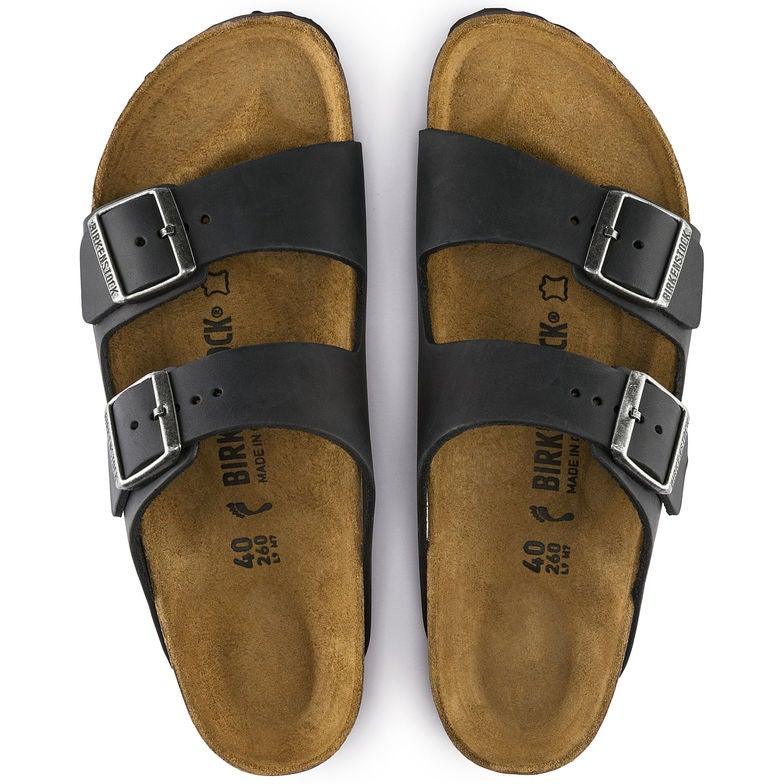Birkenstock Arizona Two-Strap Sandals - Black Oiled Leather