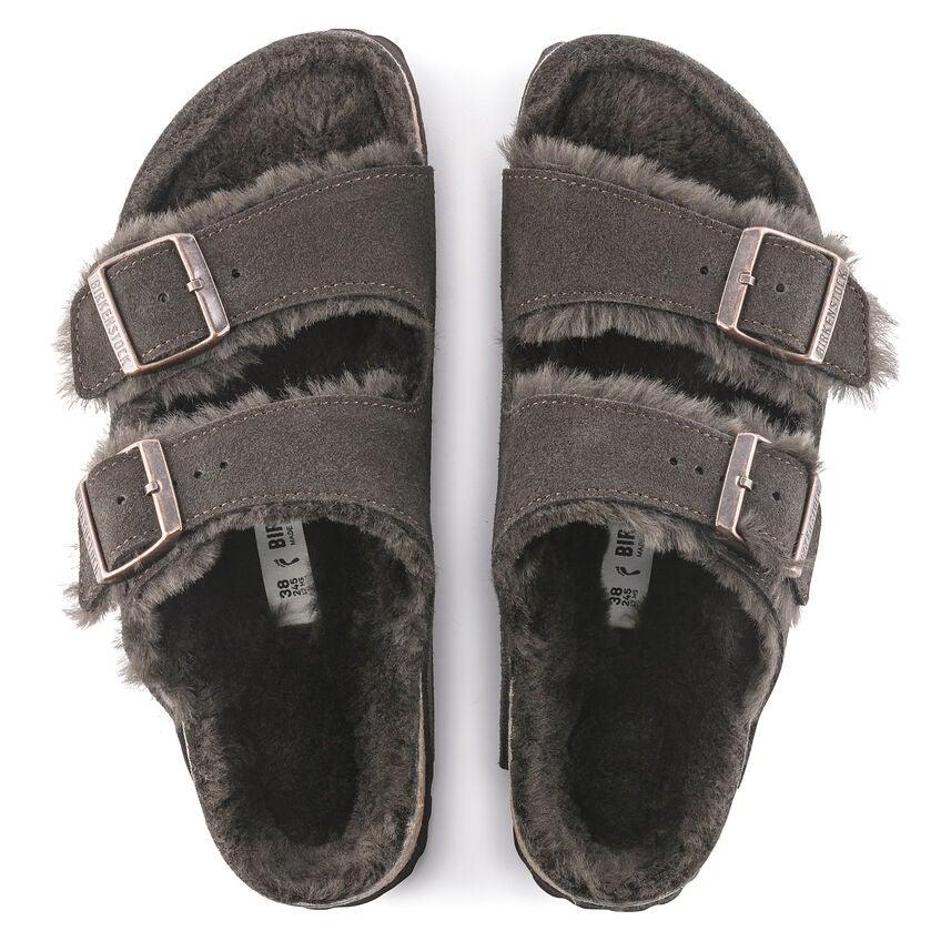 Birkenstock Arizona Shearling Two Strap Sandals - Mocha Suede