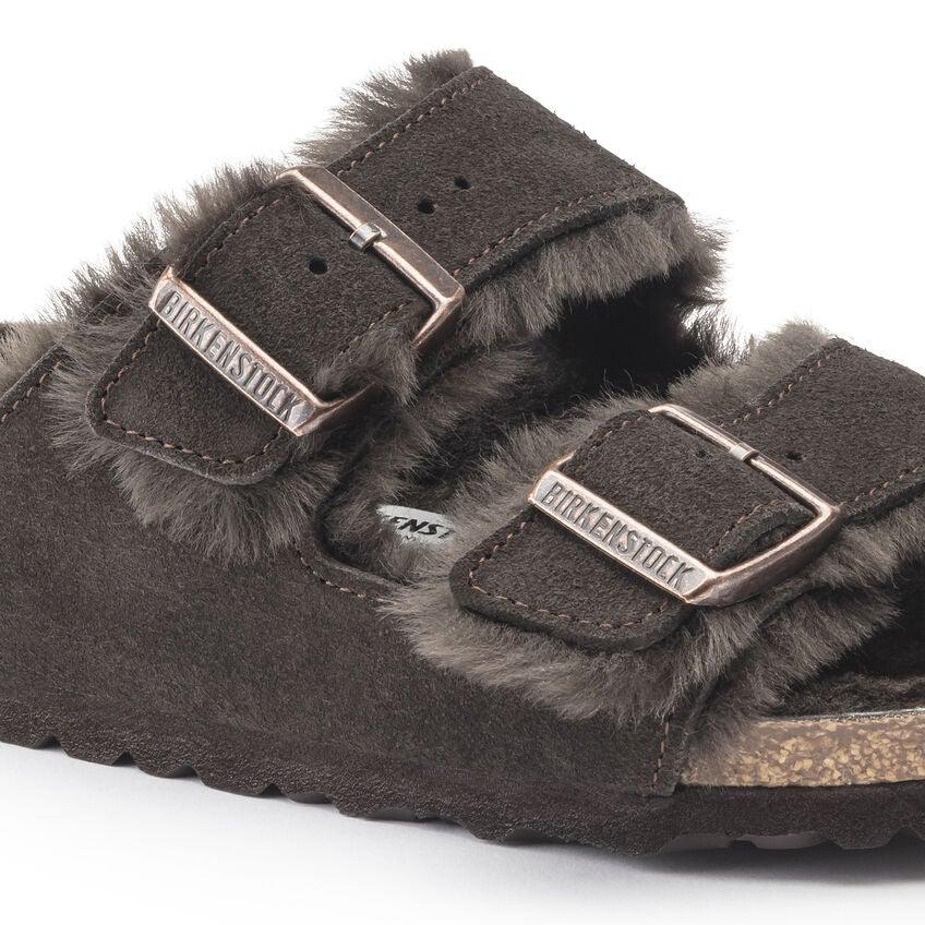 Birkenstock Arizona Shearling Two Strap Sandals - Mocha Suede