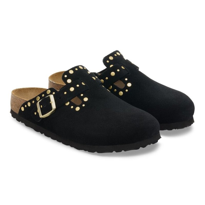 Birkenstock Women's Boston Rivets Clog - Black Suede