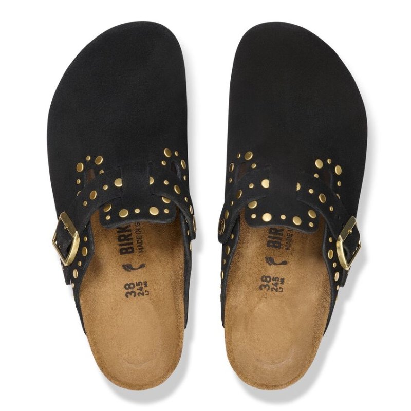 Birkenstock Women's Boston Rivets Clog - Black Suede