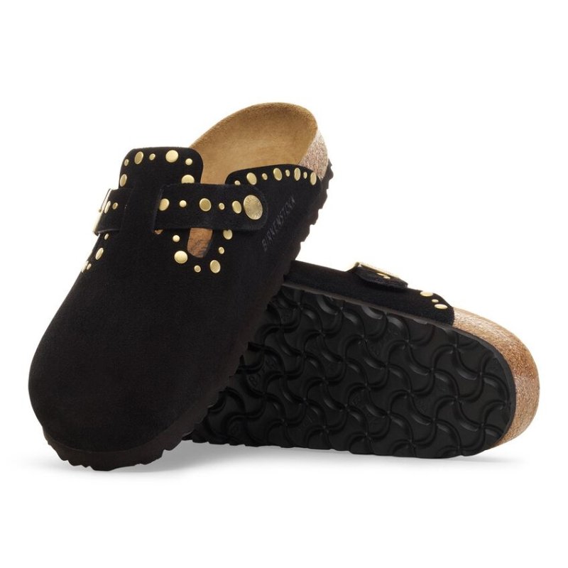Birkenstock Women's Boston Rivets Clog - Black Suede