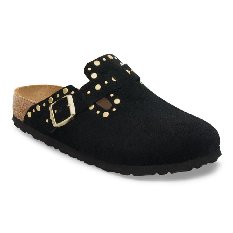 Birkenstock Women's Boston Rivets Clog - Black Suede