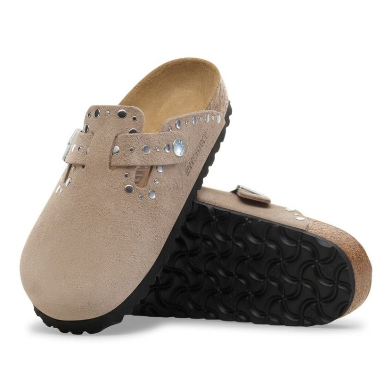 Birkenstock Women's Boston Rivets Clog - Taupe Suede