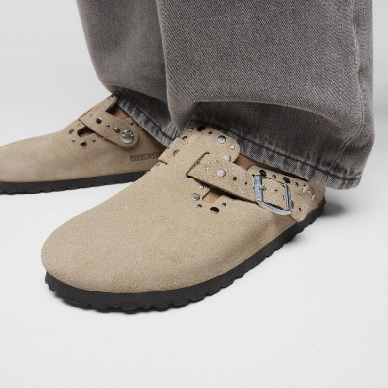 Birkenstock Women's Boston Rivets Clog - Taupe Suede