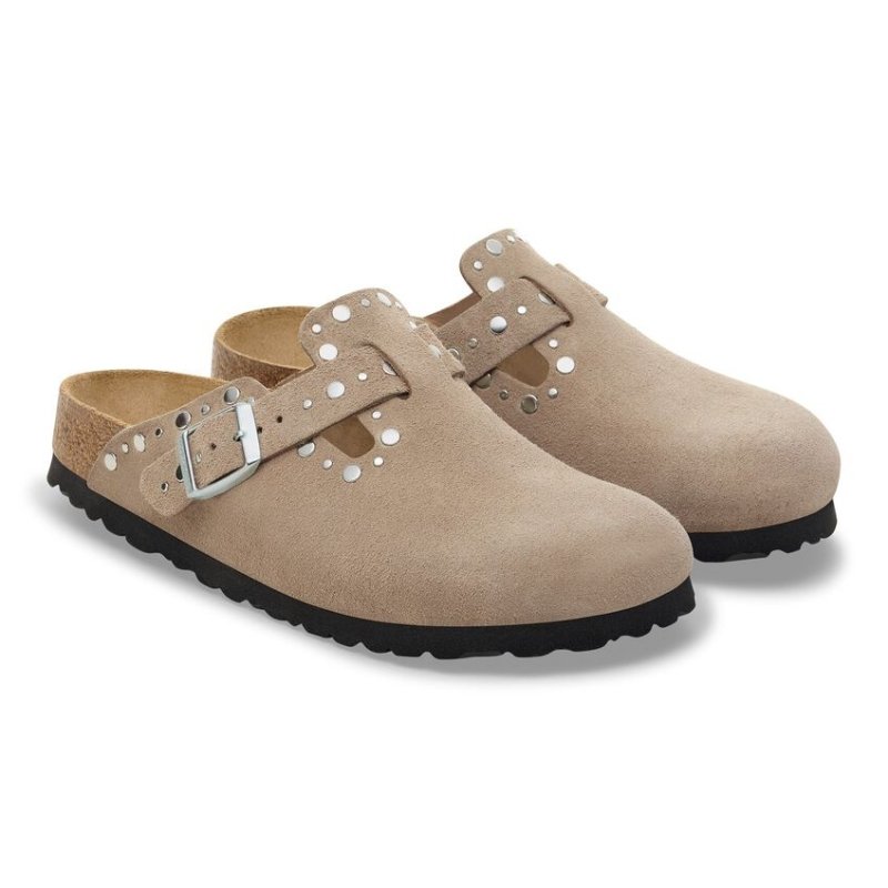 Birkenstock Women's Boston Rivets Clog - Taupe Suede