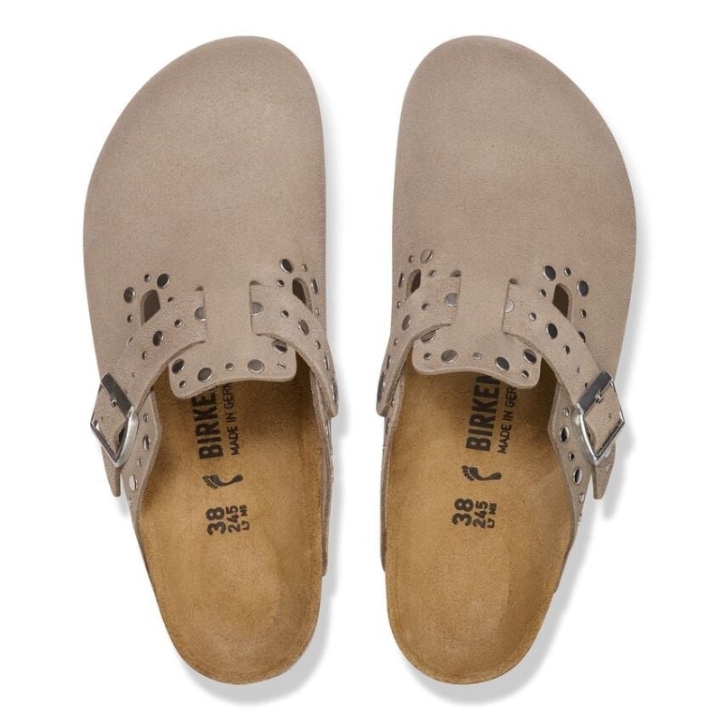 Birkenstock Women's Boston Rivets Clog - Taupe Suede