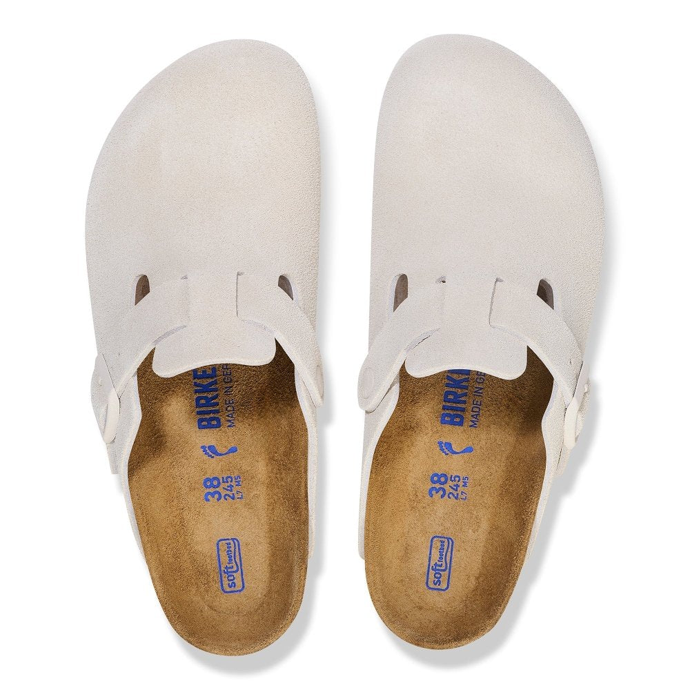 Birkenstock Boston Soft Footbed Clog - Antique White Suede