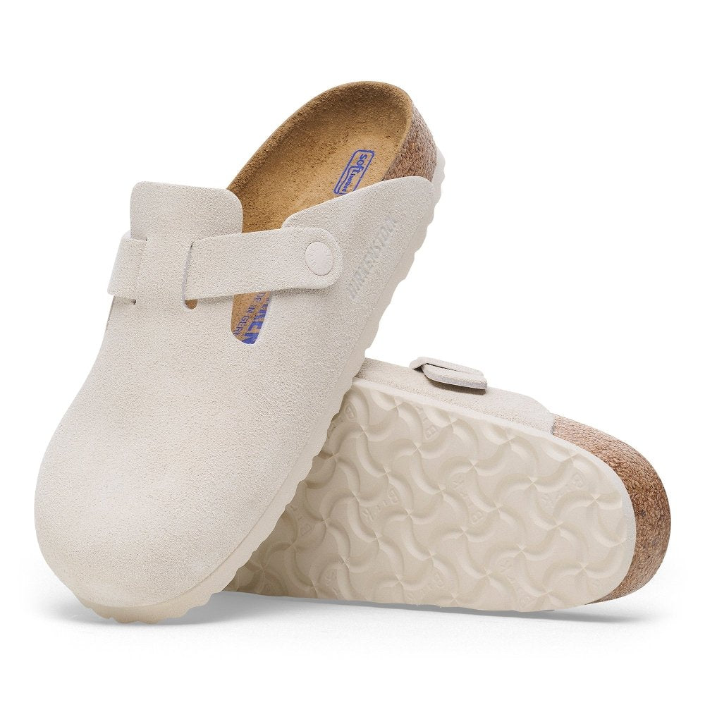 Birkenstock Boston Soft Footbed Clog - Antique White Suede