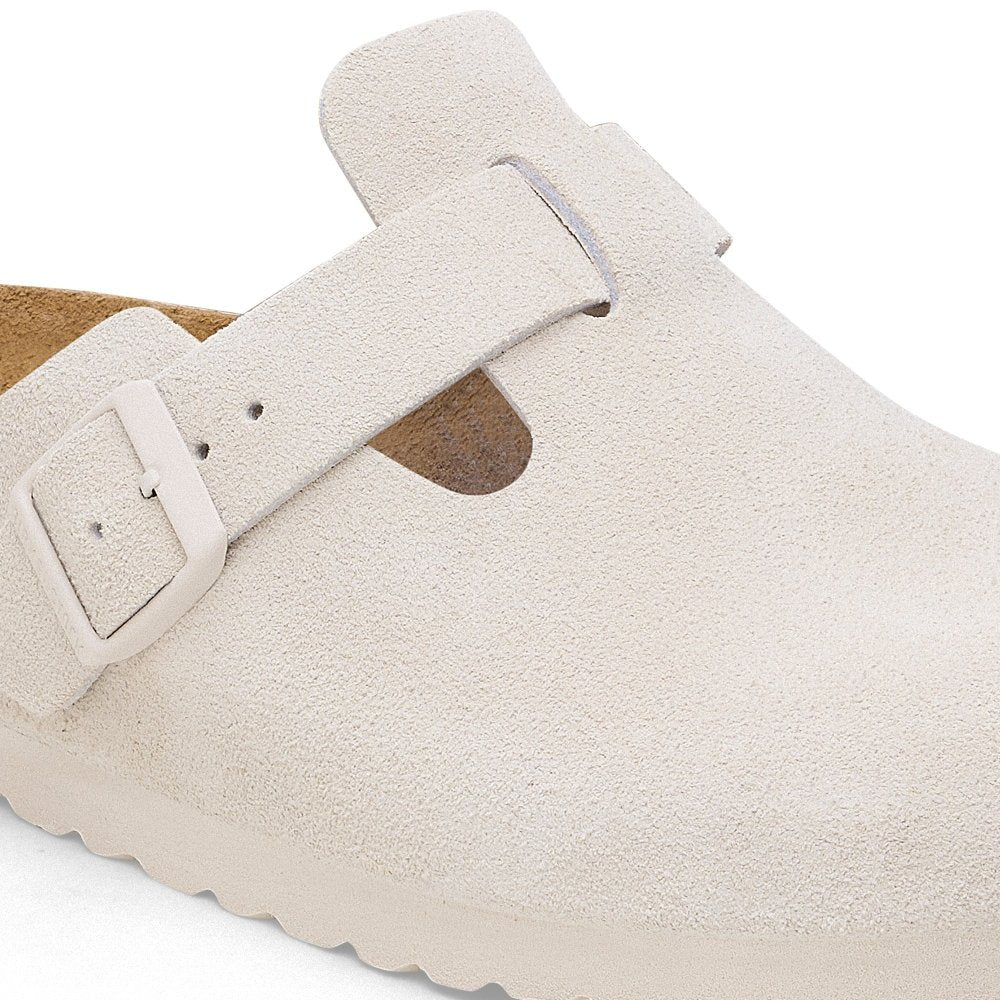 Birkenstock Boston Soft Footbed Clog - Antique White Suede