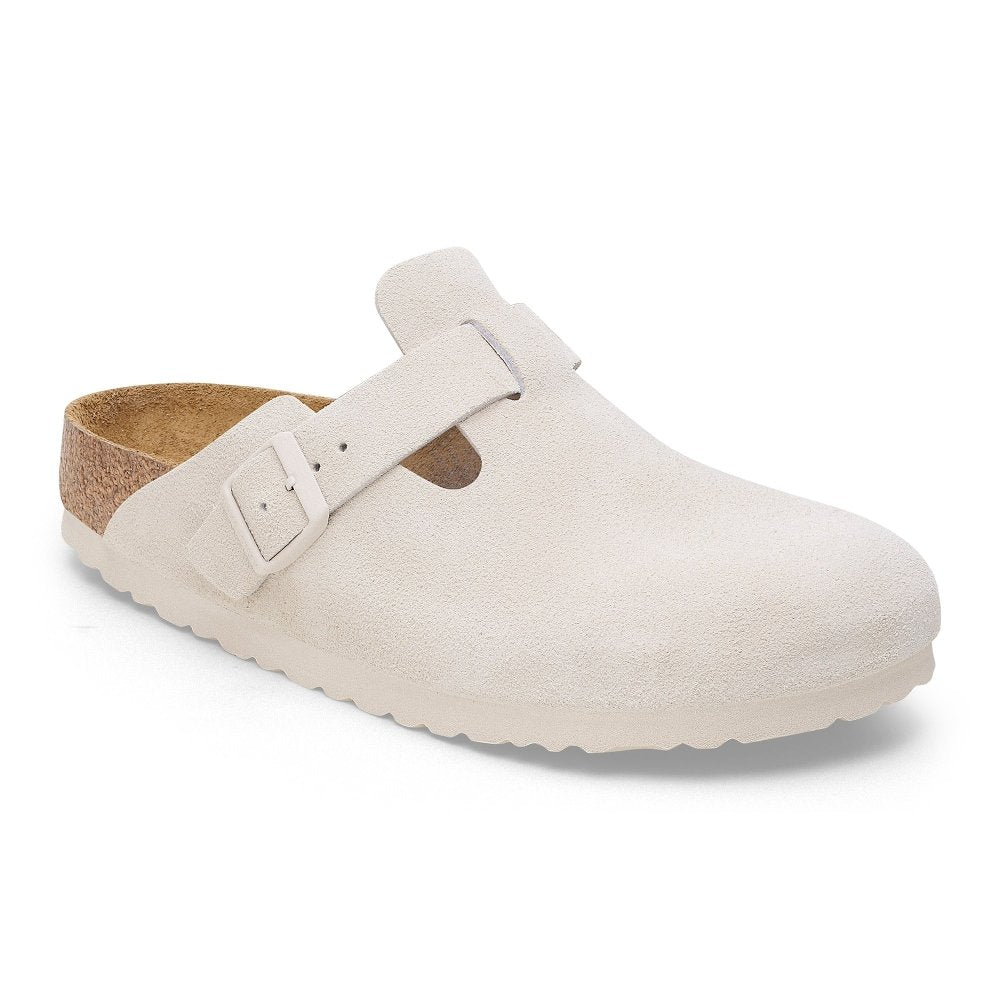 Birkenstock Boston Soft Footbed Clog - Antique White Suede