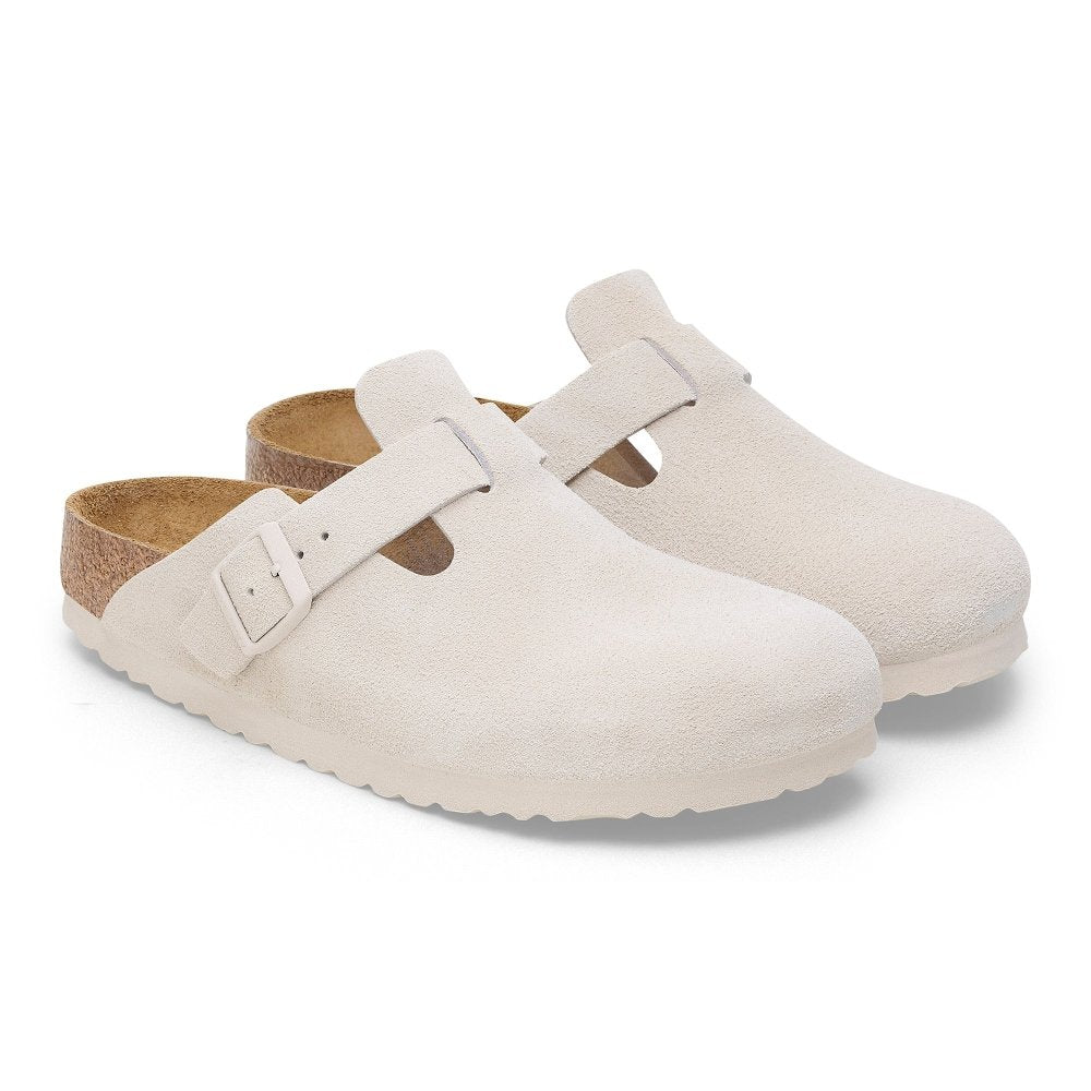 Birkenstock Boston Soft Footbed Clog - Antique White Suede