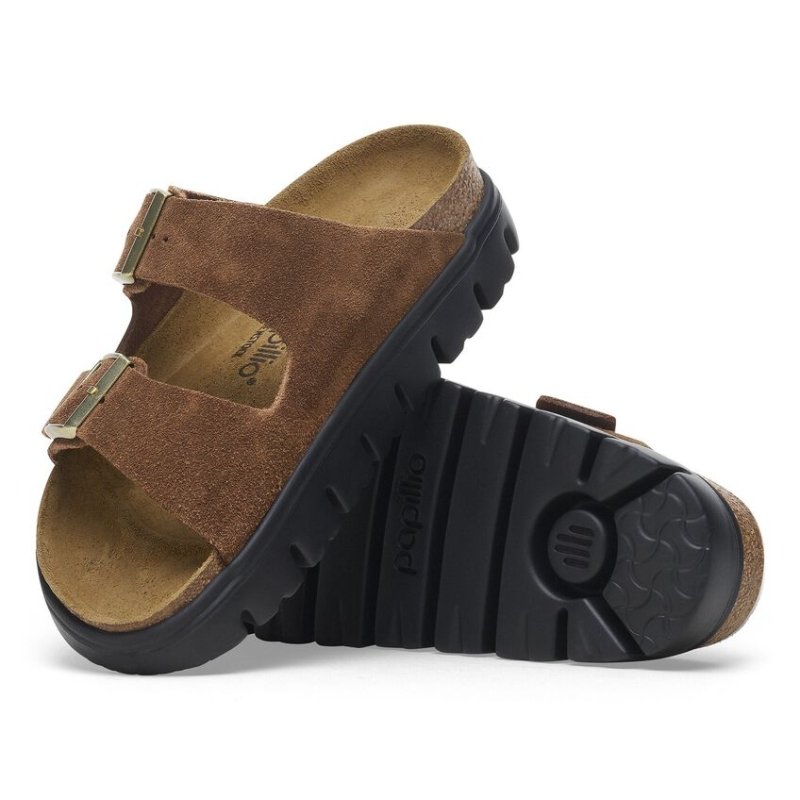 Birkenstock Women's Papillio Arizona Chunky Sandals - Dark Tea Suede