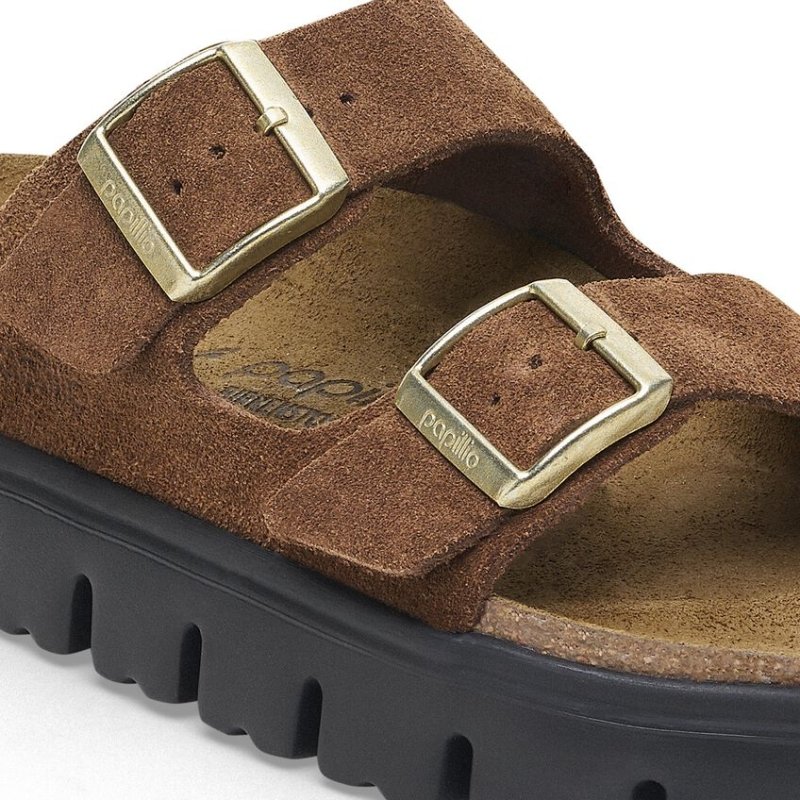 Birkenstock Women's Papillio Arizona Chunky Sandals - Dark Tea Suede