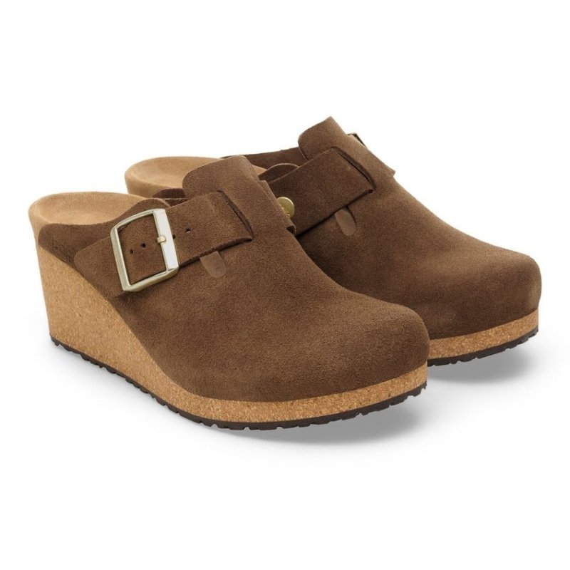 Birkenstock Women's Papillio Fanny Wedge Clog - Dark Tea Suede
