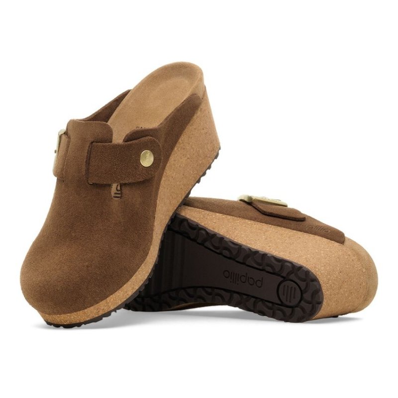 Birkenstock Women's Papillio Fanny Wedge Clog - Dark Tea Suede