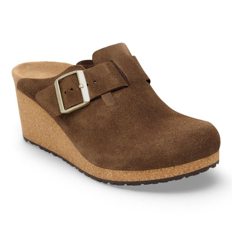 Birkenstock Women's Papillio Fanny Wedge Clog - Dark Tea Suede