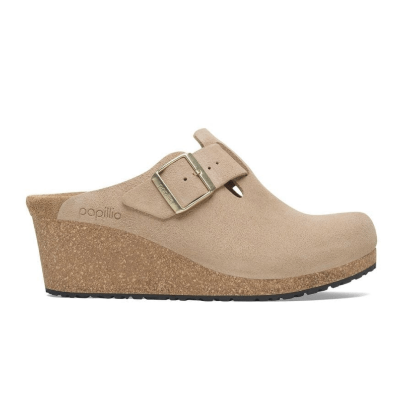 Birkenstock Women's Papillio Fanny Wedge Clog - Warm Sand Suede