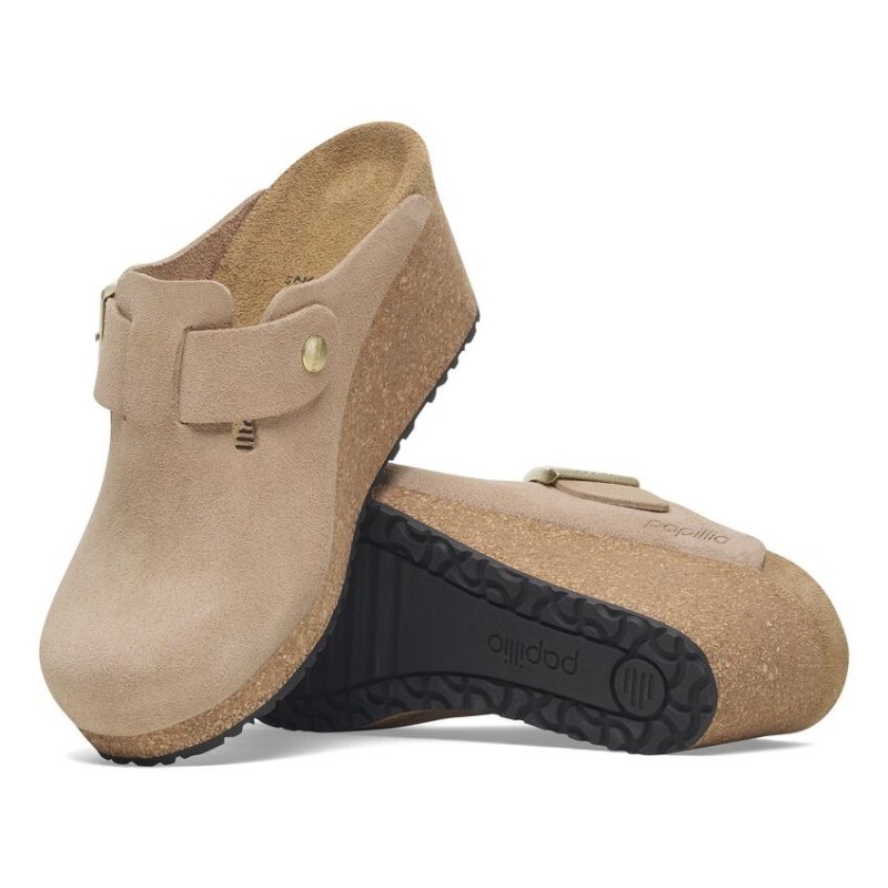 Birkenstock Women's Papillio Fanny Wedge Clog - Warm Sand Suede