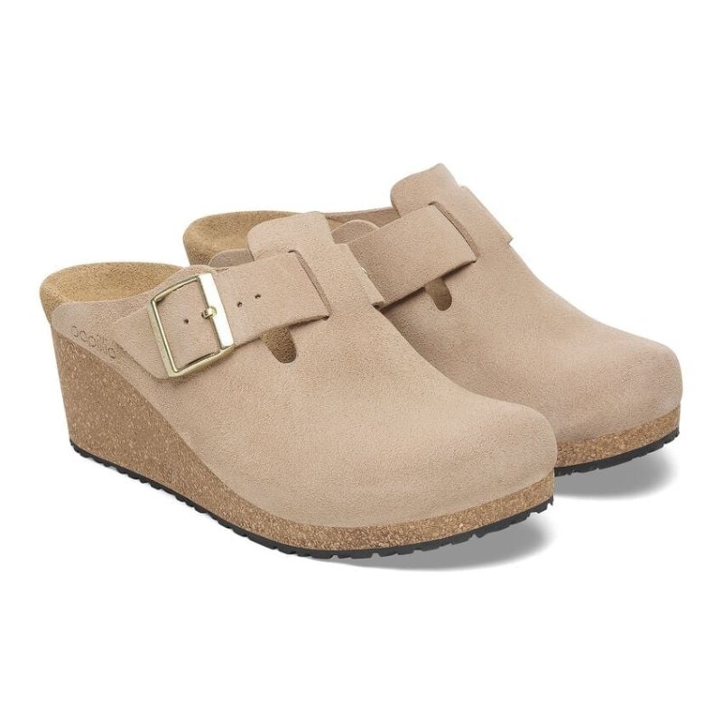 Birkenstock Women's Papillio Fanny Wedge Clog - Warm Sand Suede