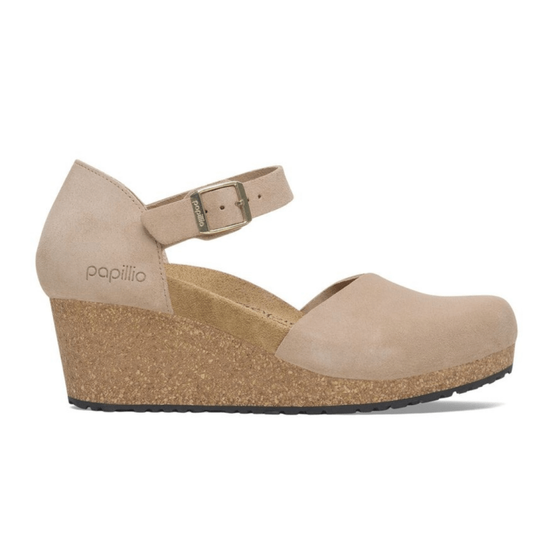 Birkenstock Women's Papillio Mary Closed Toe Wedge - Warm Sand Suede